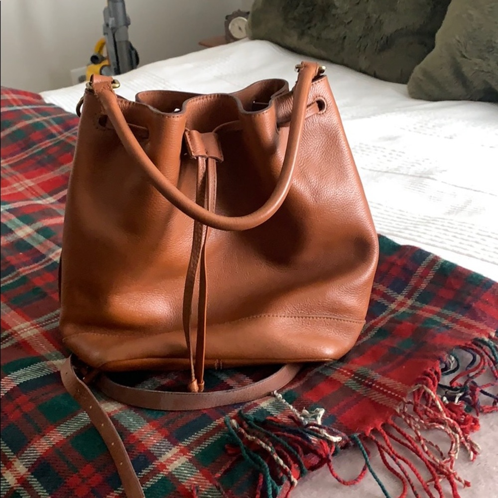Madewell drawstring leather tote